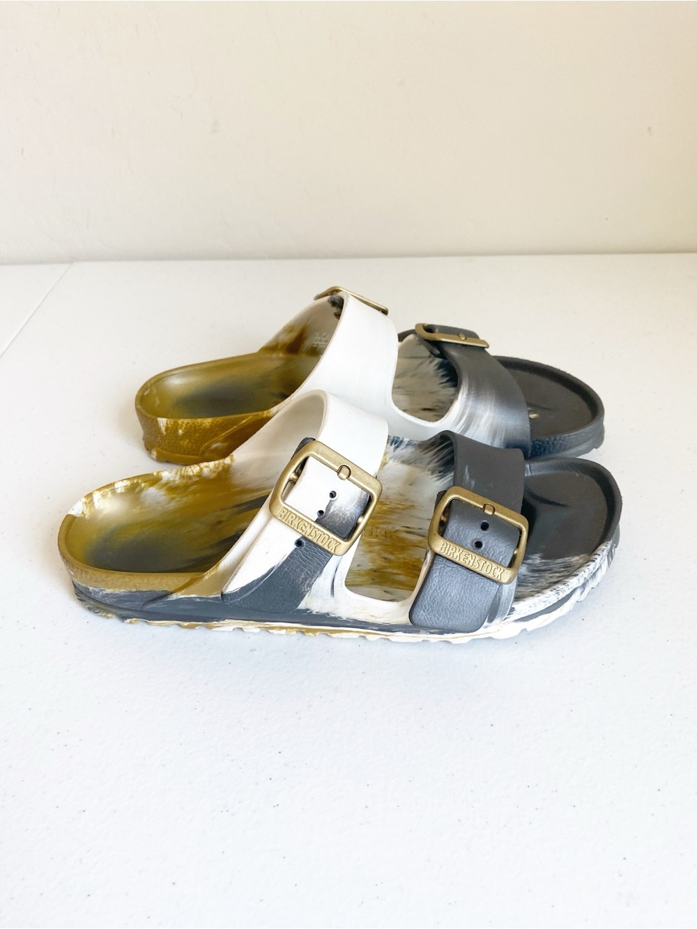 Birkenstock Arizona Essentials EVA Sandals in Glamour Gold Multi Size 6